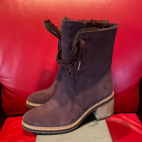 Timberland Purple Suede FauxFur Lined Midcalf Boots NeverUsed - Picture 12 of 12